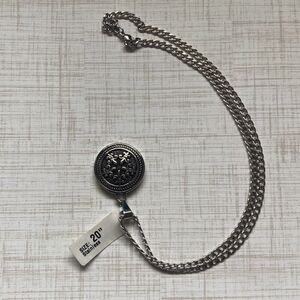 Fleu De Lis Round Pendant Men's Stainless Steel Necklace
